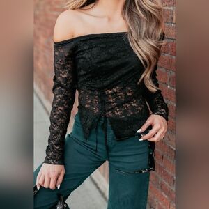 Elegant Black Lace Off-Shoulder Top